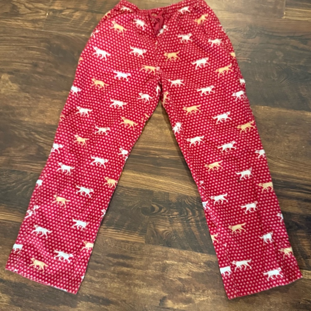 LL Bean Red Dogs Flannel Pajamas Lounge PJ Pants Womens XS